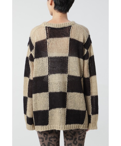 ROSE BUD（ローズバッド）の「透かし編みチェック柄ニット（ニット/セーター・レディース・ブラック/オレンジ・1）」の15枚目の写真