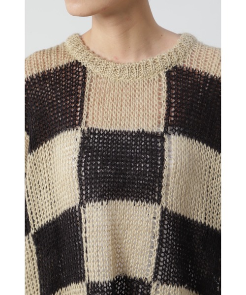 ROSE BUD（ローズバッド）の「透かし編みチェック柄ニット（ニット/セーター・レディース・ブラック/オレンジ・1）」の16枚目の写真