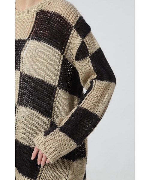 ROSE BUD（ローズバッド）の「透かし編みチェック柄ニット（ニット/セーター・レディース・ブラック/オレンジ・1）」の17枚目の写真