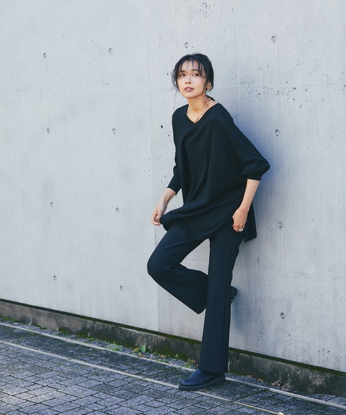 RIVE DROITE（リヴドロワ）の「《2サイズ展開》カジュアルなタウンユースにぴったり　ストレッチウォームフレアーパンツ（その他パンツ・レディース・ブラック・36/38）」の7枚目の写真