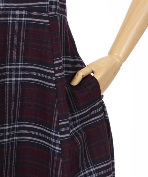 axes femme タータンチェック ジャンスカ・ベレー 2点セット ワイン タータンチェックジャンスカ｜アクシーズファムの通販｜&mall