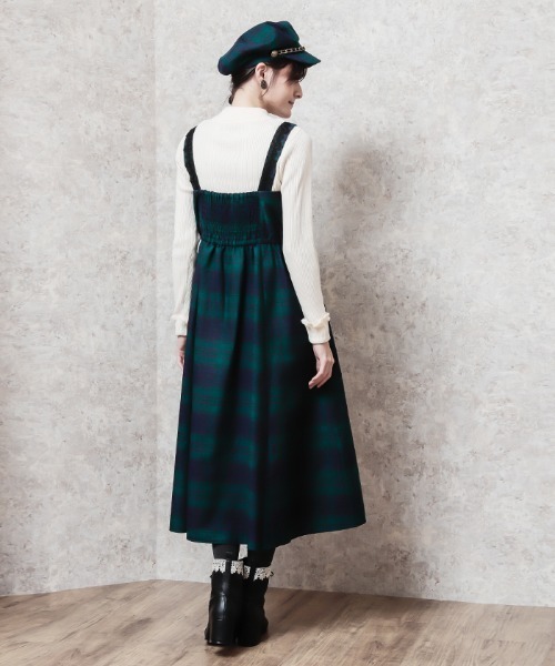 axes femme タータンチェックジャンスカ赤Mサイズ、ヘッドドレス赤フリー axes femme（アクシーズファム）の「タータンチェックジャンスカ
