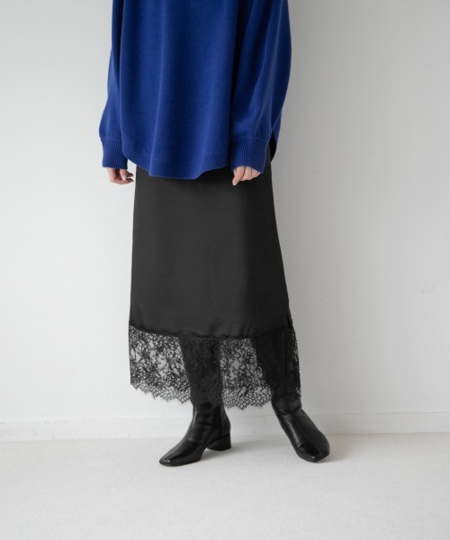 yuw(ユウ)の「スソレーススカート 260834(スカート・レディース・ブラック/ブラック系その他・FREE)」の1枚目の写真