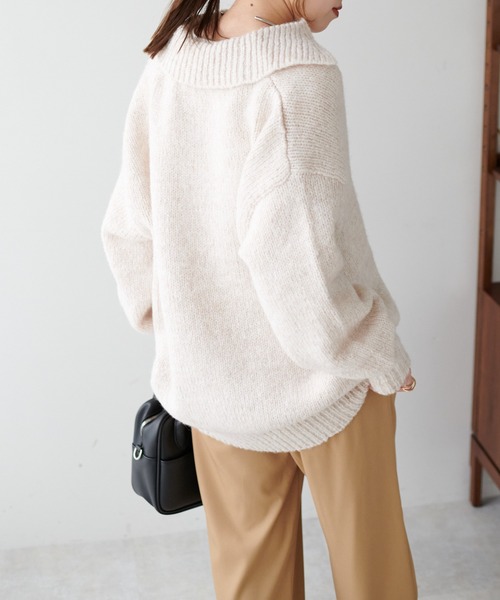 DISCOAT(ディスコート)の「スキッパーチュニック(ニット/セーター・レディース・アイボリー/グレー/グリーン・FREE)」の9枚目の写真