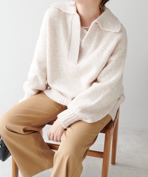 DISCOAT(ディスコート)の「スキッパーチュニック(ニット/セーター・レディース・アイボリー/グレー/グリーン・FREE)」の13枚目の写真