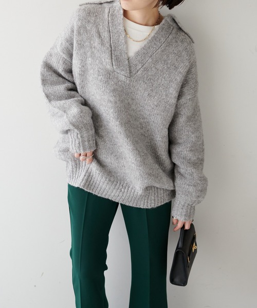 DISCOAT(ディスコート)の「スキッパーチュニック(ニット/セーター・レディース・アイボリー/グレー/グリーン・FREE)」の19枚目の写真