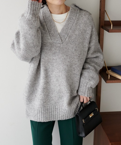 DISCOAT(ディスコート)の「スキッパーチュニック(ニット/セーター・レディース・アイボリー/グレー/グリーン・FREE)」の20枚目の写真