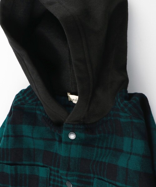 BRANSHES(ブランシェス)の「【あったか】ビッグシルエットパーカーシャツ(シャツ/ブラウス・キッズ・ベージュ/グリーン・90/100/110/120/130/140/150)」の5枚目の写真