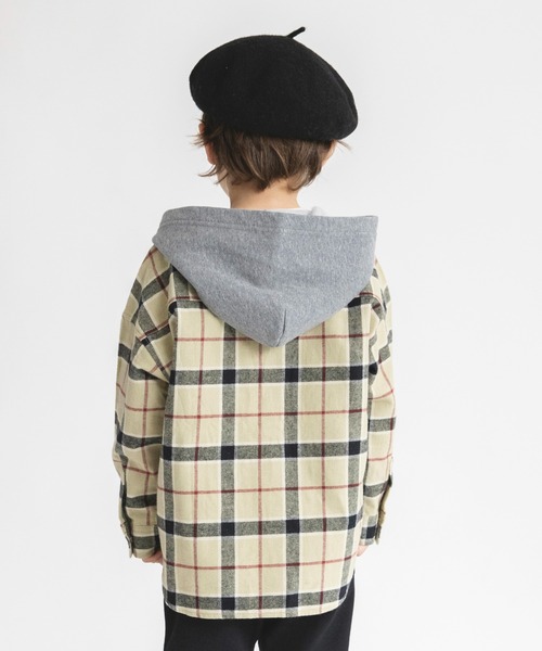 BRANSHES(ブランシェス)の「【あったか】ビッグシルエットパーカーシャツ(シャツ/ブラウス・キッズ・ベージュ/グリーン・90/100/110/120/130/140/150)」の14枚目の写真