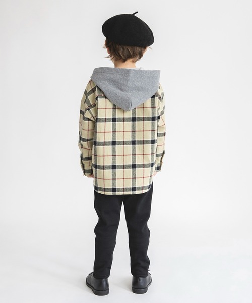 BRANSHES(ブランシェス)の「【あったか】ビッグシルエットパーカーシャツ(シャツ/ブラウス・キッズ・ベージュ/グリーン・90/100/110/120/130/140/150)」の19枚目の写真