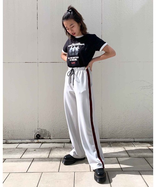 X-girl（エックスガール）の「SIDE LINE JERSEY PANTS/サイドライン　ジャージーパンツ（その他パンツ・レディース・ブラック/グレー・S/M/XS）」の18枚目の写真