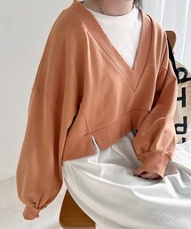 Bab | 深Vダメージショートスウェット(スウェット)