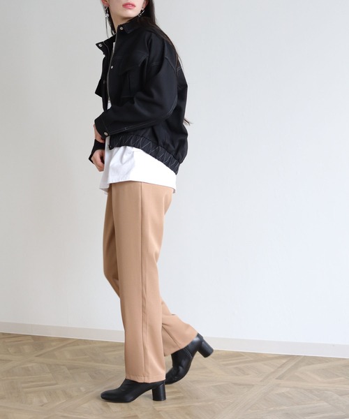 vingtrois（バントロア）の「【Vingtrois】カラーステッチワークデザインショート丈ブルゾン（ブルゾン・レディース・ブラック/ベージュ/カーキ/アイボリー・M）」の6枚目の写真