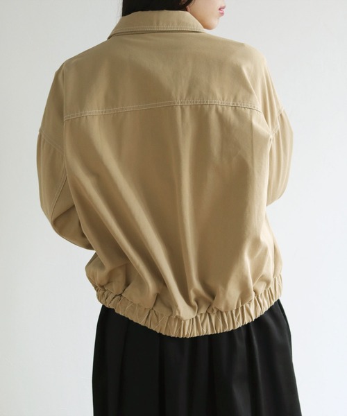 vingtrois（バントロア）の「【Vingtrois】カラーステッチワークデザインショート丈ブルゾン（ブルゾン・レディース・ブラック/ベージュ/カーキ/アイボリー・M）」の7枚目の写真