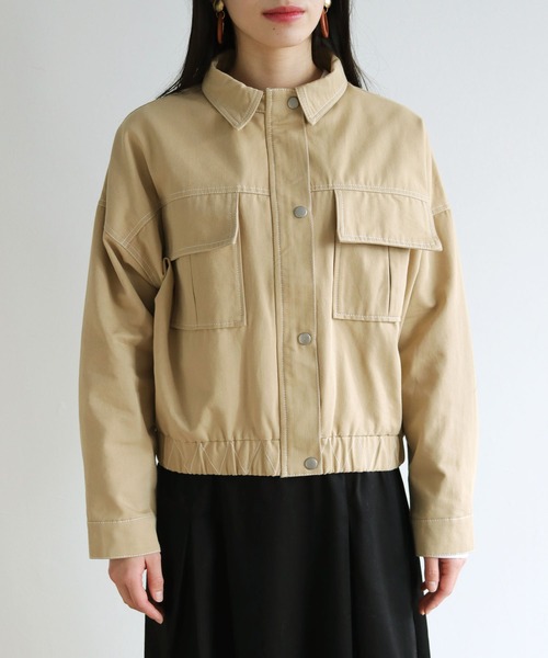 vingtrois（バントロア）の「【Vingtrois】カラーステッチワークデザインショート丈ブルゾン（ブルゾン・レディース・ブラック/ベージュ/カーキ/アイボリー・M）」の18枚目の写真