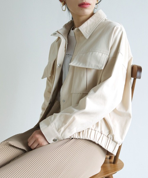 vingtrois（バントロア）の「【Vingtrois】カラーステッチワークデザインショート丈ブルゾン（ブルゾン・レディース・ブラック/ベージュ/カーキ/アイボリー・M）」の16枚目の写真