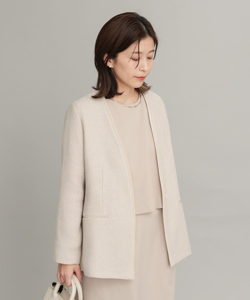 URBAN RESEARCH DOORS(アーバンリサーチドアーズ)の「ツィードVネックロングジャケット(テーラードジャケット・レディース・ネイビー/ベージュ系その他・ONE)」の3枚目の写真