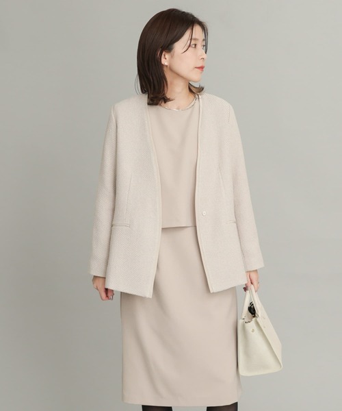 URBAN RESEARCH DOORS(アーバンリサーチドアーズ)の「ツィードVネックロングジャケット(テーラードジャケット・レディース・ネイビー/ベージュ系その他・ONE)」の4枚目の写真