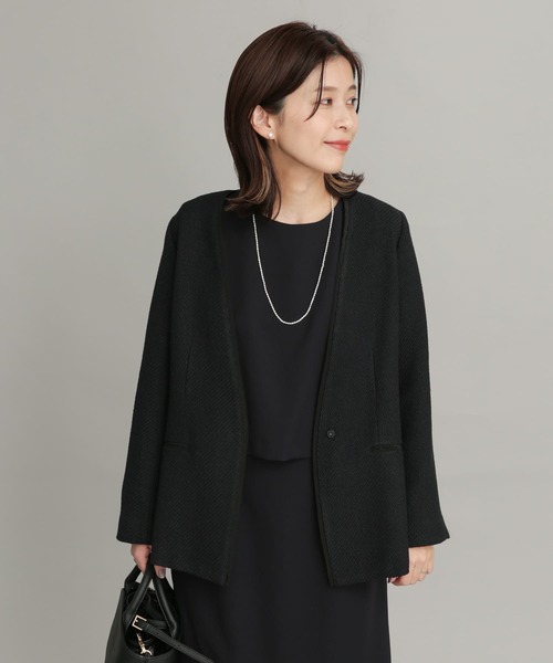 URBAN RESEARCH DOORS(アーバンリサーチドアーズ)の「ツィードVネックロングジャケット(テーラードジャケット・レディース・ネイビー/ベージュ系その他・ONE)」の7枚目の写真