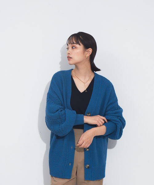 NOMINE(ノミネ)の「カノコオーバーサイズ2WAYカーディガン(カーディガン/ボレロ・レディース・ホワイト/ブルー/レモンイエロー/ダークネイビー・フリー)」の3枚目の写真