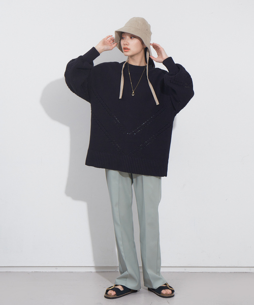 NOMINE(ノミネ)の「カノコオーバーサイズ2WAYカーディガン(カーディガン/ボレロ・レディース・ホワイト/ブルー/レモンイエロー/ダークネイビー・フリー)」の12枚目の写真