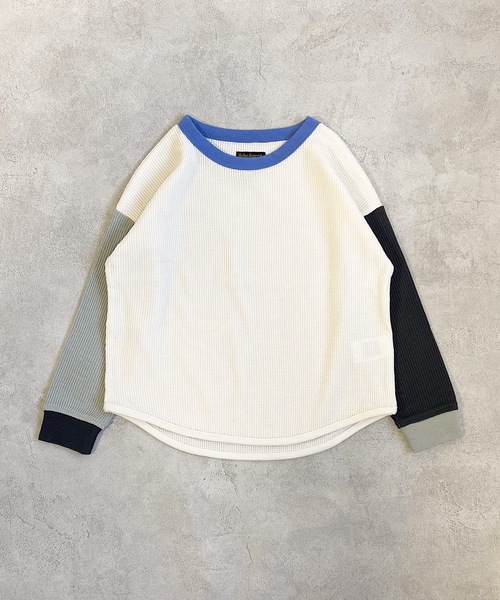 Life Support Products（ライフサポートプロダクツ）の「ワッフルロンT（L-6900/80～150cm）（Tシャツ/カットソー・キッズ・チャコール/グレー/ホワイト系その他/オフホワイト/オレンジ/ブルー/イエロー/グレー系その他/イエロー系その他/ライトグリーン・130/90/150/110/100/140/80/120/95）」の3枚目の写真