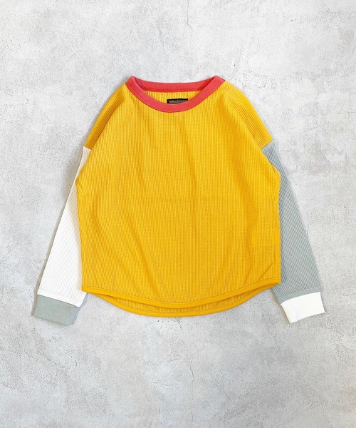 Life Support Products（ライフサポートプロダクツ）の「ワッフルロンT（L-6900/80～150cm）（Tシャツ/カットソー・キッズ・チャコール/グレー/ホワイト系その他/オフホワイト/オレンジ/ブルー/イエロー/グレー系その他/イエロー系その他/ライトグリーン・130/90/150/110/100/140/80/120/95）」の9枚目の写真