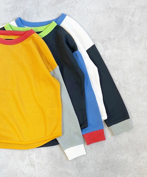 Life Support Products（ライフサポートプロダクツ）の「ワッフルロンT（L-6900/80～150cm）（Tシャツ/カットソー・キッズ・チャコール/グレー/ホワイト系その他/オフホワイト/オレンジ/ブルー/イエロー/グレー系その他/イエロー系その他/ライトグリーン・130/90/150/110/100/140/80/120/95）」の13枚目の写真