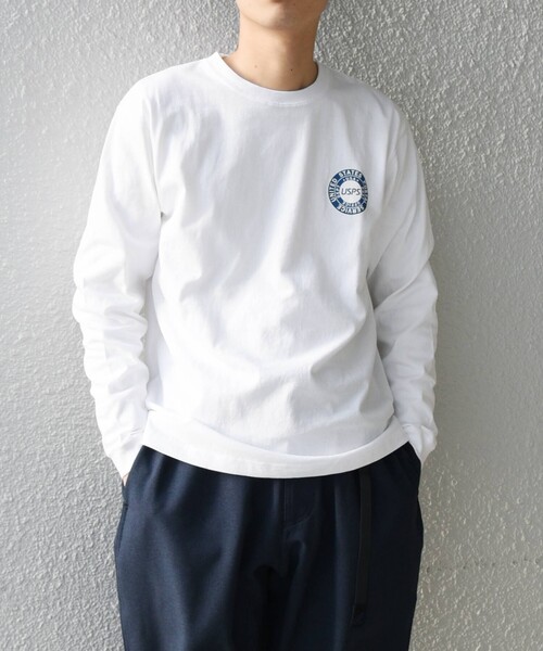 SHIPS any（シップス エニィ）の「USPS: サークルロゴ プリント ロンT◇（Tシャツ/カットソー・メンズ・ホワイト/グレー・LARGE/X-LARGE/XX-LARGE）」の2枚目の写真
