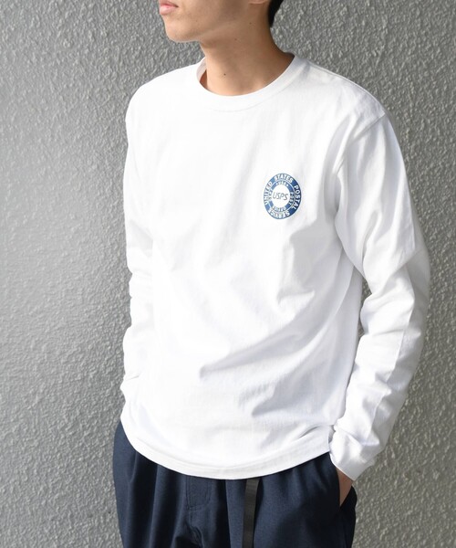 SHIPS any（シップス エニィ）の「USPS: サークルロゴ プリント ロンT◇（Tシャツ/カットソー・メンズ・ホワイト/グレー・LARGE/X-LARGE/XX-LARGE）」の4枚目の写真