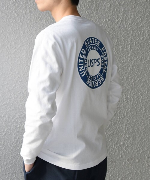 SHIPS any（シップス エニィ）の「USPS: サークルロゴ プリント ロンT◇（Tシャツ/カットソー・メンズ・ホワイト/グレー・LARGE/X-LARGE/XX-LARGE）」の5枚目の写真