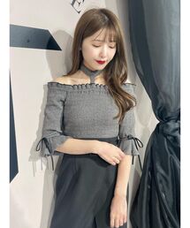 ネックハーネスシャーリングリブTOP