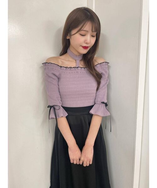 EATME（イートミー）の「ネックハーネスシャーリングリブTOP（その他トップス・レディース・ブラック/グレー/ラベンダー・FREE）」の5枚目の写真