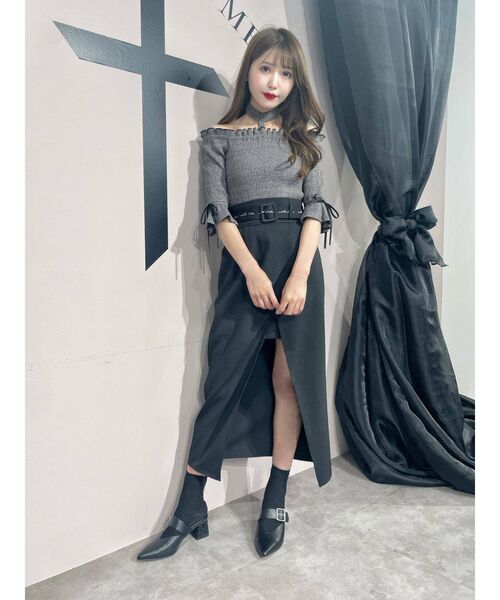 EATME（イートミー）の「ネックハーネスシャーリングリブTOP（その他トップス・レディース・ブラック/グレー/ラベンダー・FREE）」の4枚目の写真