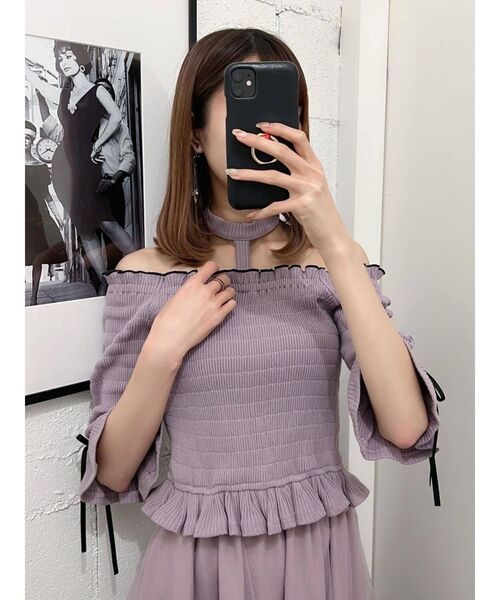 EATME（イートミー）の「ネックハーネスシャーリングリブTOP（その他トップス・レディース・ブラック/グレー/ラベンダー・FREE）」の12枚目の写真