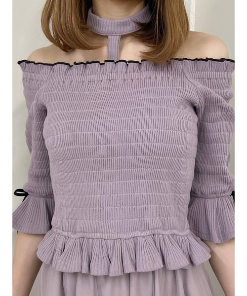 EATME（イートミー）の「ネックハーネスシャーリングリブTOP（その他トップス・レディース・ブラック/グレー/ラベンダー・FREE）」の6枚目の写真