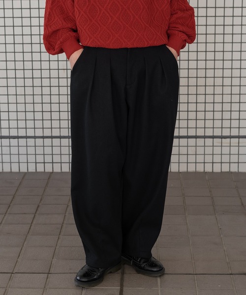 kutir(クティール)の「ウールライクテーパードパンツ(セットアップ着用可!)(その他パンツ・メンズ・ブラック/ブラウン/グリーン・MEDIUM/LARGE)」の2枚目の写真