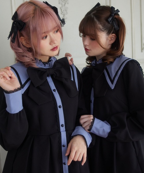 peace now ドット柄セーラーワンピース　黒 Metamorphose / 長袖セーラーワンピース | 高価買取ならTokyo