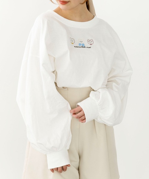 SLURR（スラ―）の「おこめ刺繍プルオーバー（Tシャツ/カットソー・レディース・オフホワイト/ベージュ・FREE）」の2枚目の写真