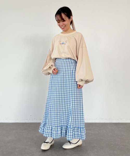 SLURR（スラ―）の「おこめ刺繍プルオーバー（Tシャツ/カットソー・レディース・オフホワイト/ベージュ・FREE）」の6枚目の写真