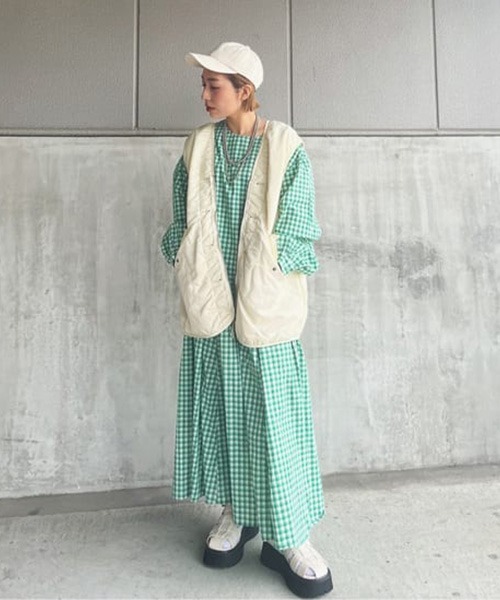 RODEO CROWNS WIDE BOWL(ロデオクラウンズワイドボウル)の「ギンガムチェックオーバーワンピース(ワンピース・レディース・ブラック系その他/グリーン系その他・FREE)」の17枚目の写真