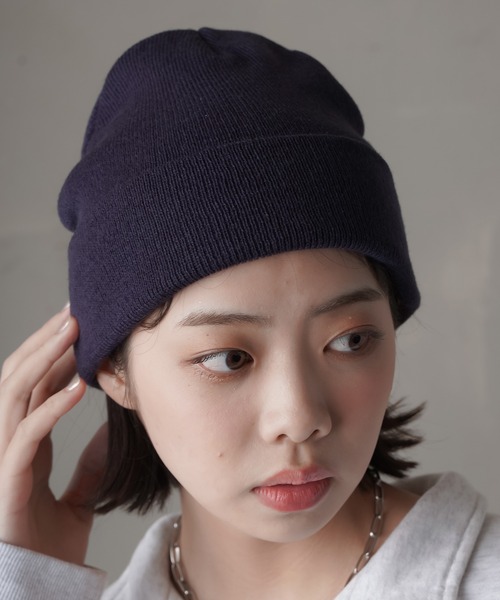 SPINNS(スピンズ)の「カラーニットキャップ(ニットキャップ/ビーニー・レディース・ブラック/ベージュ/パープル/ネイビー/グレー/サックスブルー/オレンジ/ブルー/アイボリー/ミント・ONESIZE)」の6枚目の写真