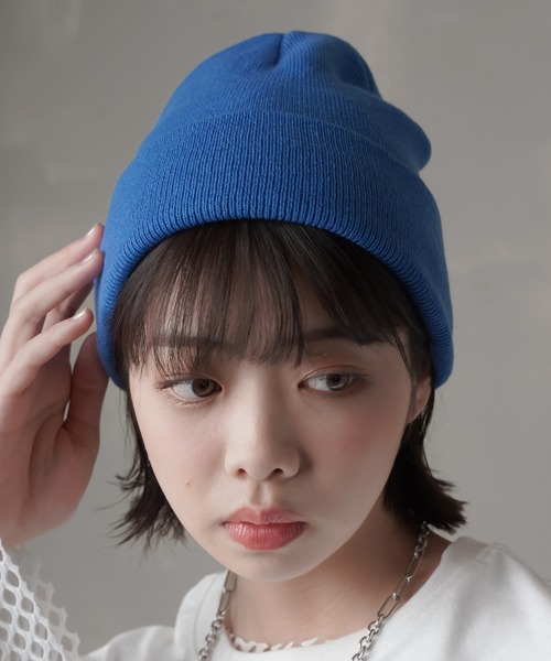 SPINNS(スピンズ)の「カラーニットキャップ(ニットキャップ/ビーニー・レディース・ブラック/ベージュ/パープル/ネイビー/グレー/サックスブルー/オレンジ/ブルー/アイボリー/ミント・ONESIZE)」の8枚目の写真