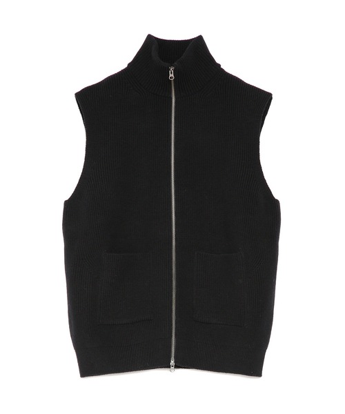 UNDECORATED(アンデコレイテッド)の「UNDECORATED アンデコレイテッド / MF Wool Knit Zp Vest ウールニット ジップベスト ハイネック / UDF22802(ベスト・メンズ・ブラック/ブラウン・3/2)」の6枚目の写真