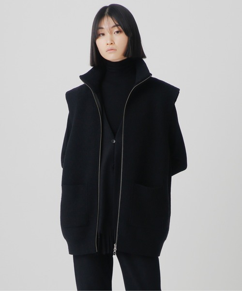 UNDECORATED(アンデコレイテッド)の「UNDECORATED アンデコレイテッド / MF Wool Knit Zp Vest ウールニット ジップベスト ハイネック / UDF22802(ベスト・メンズ・ブラック/ブラウン・3/2)」の4枚目の写真