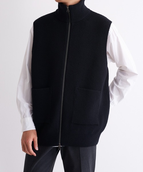 UNDECORATED(アンデコレイテッド)の「UNDECORATED アンデコレイテッド / MF Wool Knit Zp Vest ウールニット ジップベスト ハイネック / UDF22802(ベスト・メンズ・ブラック/ブラウン・3/2)」の12枚目の写真