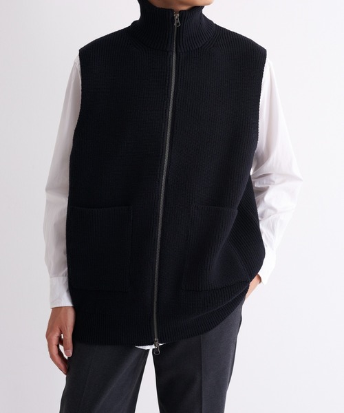 UNDECORATED(アンデコレイテッド)の「UNDECORATED アンデコレイテッド / MF Wool Knit Zp Vest ウールニット ジップベスト ハイネック / UDF22802(ベスト・メンズ・ブラック/ブラウン・3/2)」の13枚目の写真