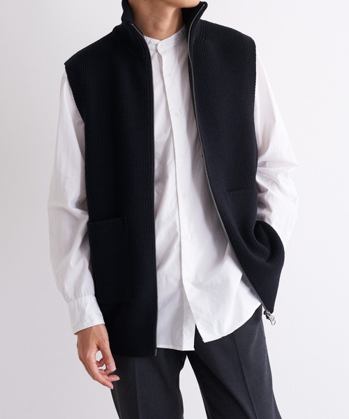 UNDECORATED(アンデコレイテッド)の「UNDECORATED アンデコレイテッド / MF Wool Knit Zp Vest ウールニット ジップベスト ハイネック / UDF22802(ベスト・メンズ・ブラック/ブラウン・3/2)」の14枚目の写真