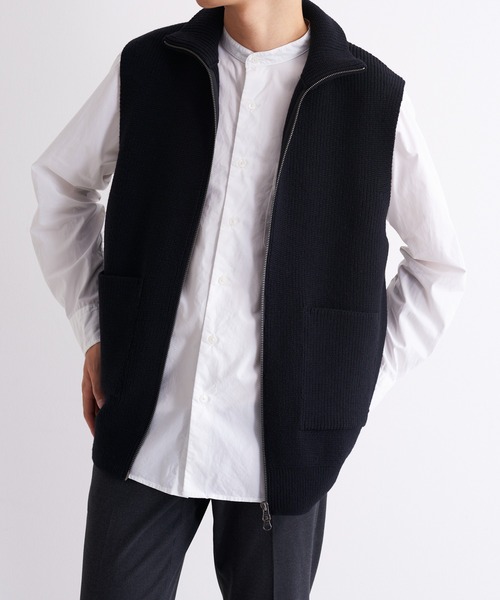 UNDECORATED(アンデコレイテッド)の「UNDECORATED アンデコレイテッド / MF Wool Knit Zp Vest ウールニット ジップベスト ハイネック / UDF22802(ベスト・メンズ・ブラック/ブラウン・3/2)」の15枚目の写真