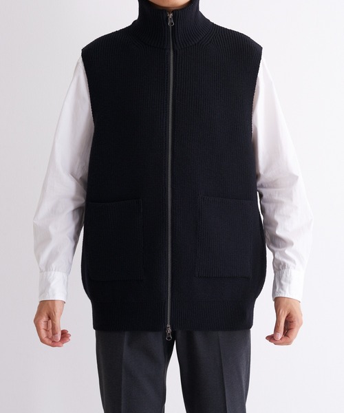 UNDECORATED(アンデコレイテッド)の「UNDECORATED アンデコレイテッド / MF Wool Knit Zp Vest ウールニット ジップベスト ハイネック / UDF22802(ベスト・メンズ・ブラック/ブラウン・3/2)」の16枚目の写真